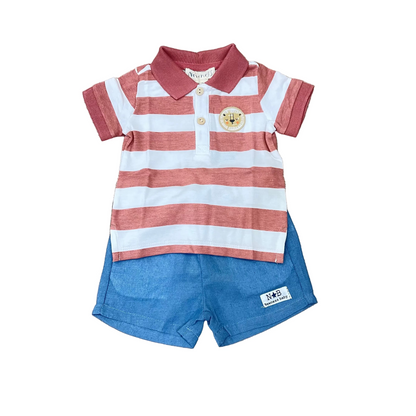 Conjunto niño de rayas en tono teja - Newness