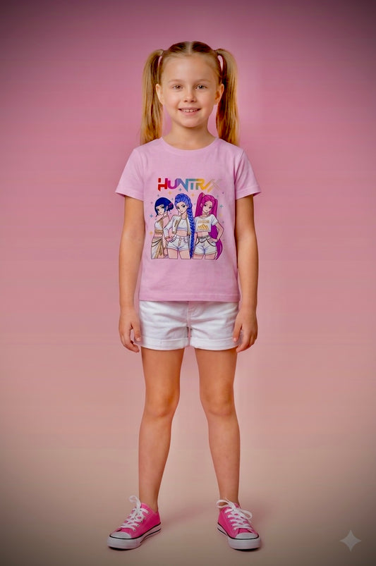 Camiseta de manga corta en rosa k-Pop - Pronta moda