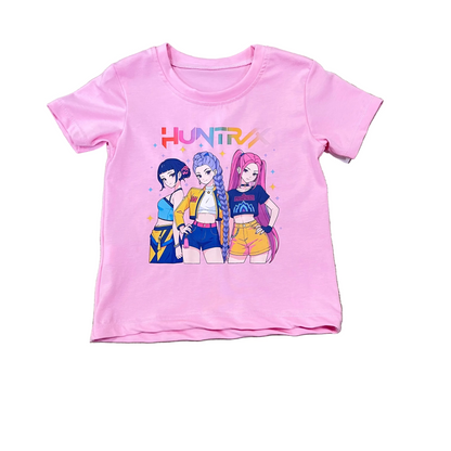 Camiseta rosa de manga corta k-Pop - Pronta moda