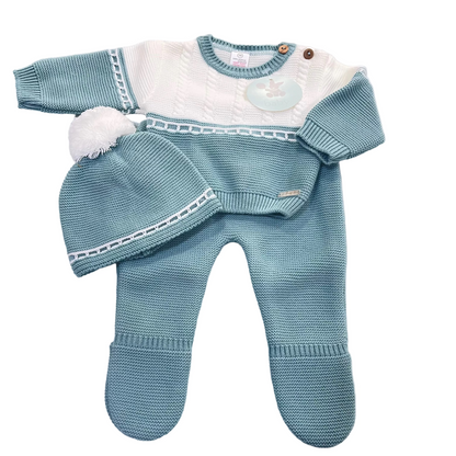 Conjunto tres piezas en verde y beige - Baby
