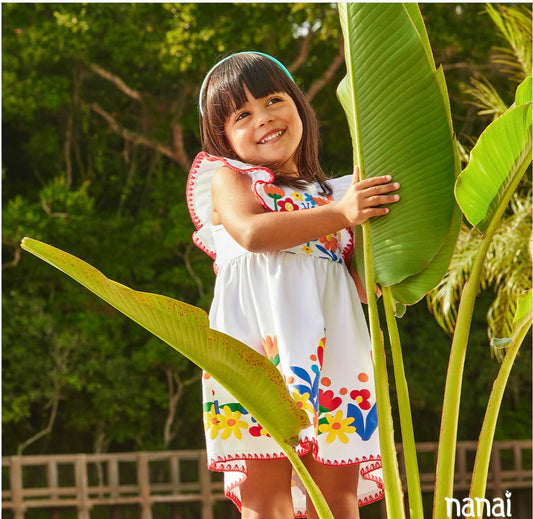 Vestido de niña con flores en relieve - Nanai