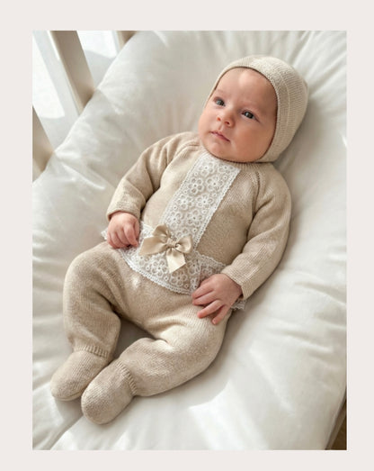 Conjunto de punto color arena - Baby