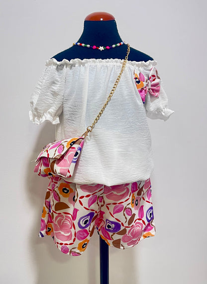 Conjunto niña blusón, short y bolso - Pronta Moda
