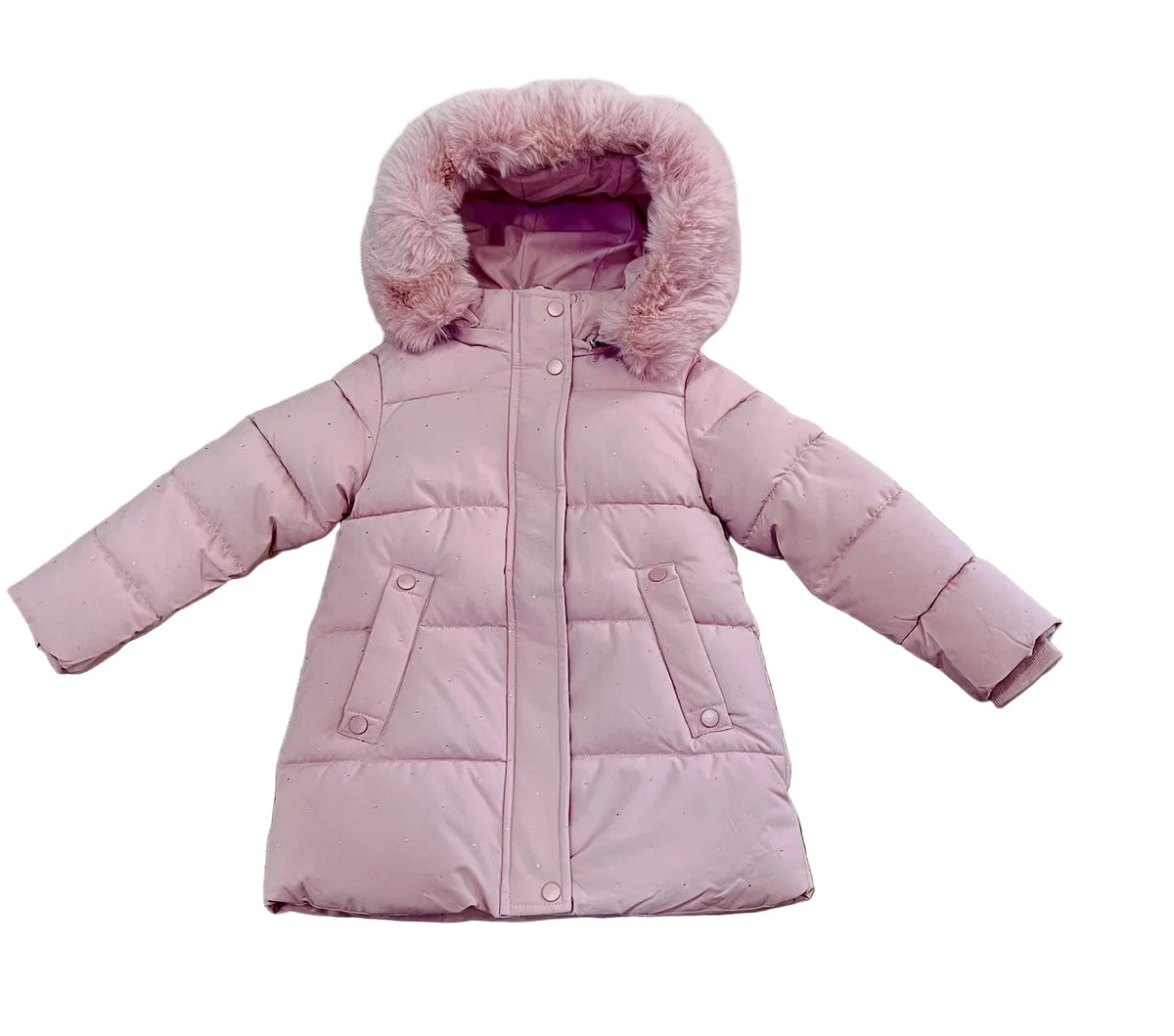 Parka niña en rosa acolchado con brillantitos