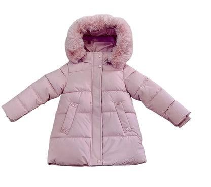 Parka niña en rosa acolchado con brillantitos