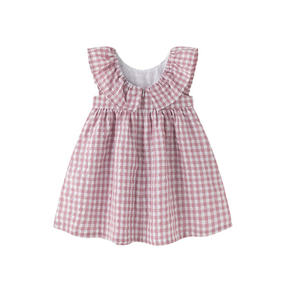 Vestido niña cuadros Vichy malva - Newness