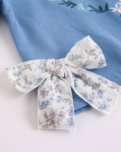Sudadera bebé niña azul flores  - Newness