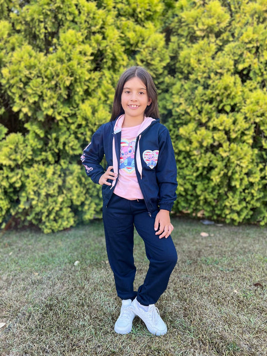 Chandal de niña azul marino de Stitch