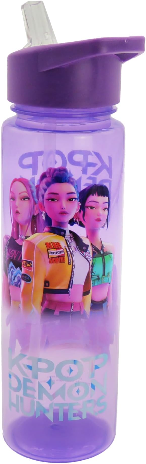 Botella de agua con Pajita, capacidad 700 ml, Color morado K-Pop