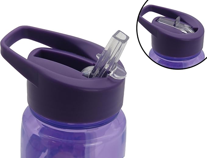 Botella de agua con Pajita, capacidad 700 ml, Color morado K-Pop