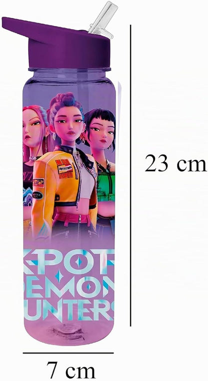 Botella de agua con Pajita, capacidad 700 ml, Color morado K-Pop