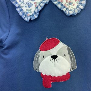 Vestido de niña en azul azafata con perro - Basmarti