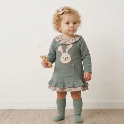 Vestido bebé niña conejo bolsillo - Basmarti
