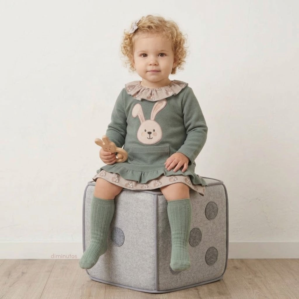 Vestido bebé niña conejo bolsillo - Basmarti