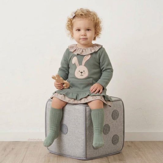 Vestido bebé niña conejo bolsillo - Basmarti