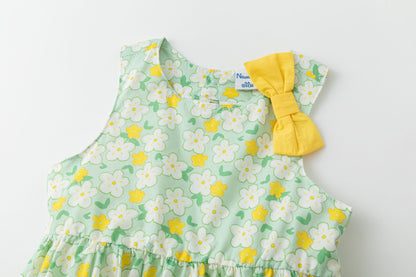 Vestido niña de primavera con fruncido verano 2024 - Newness