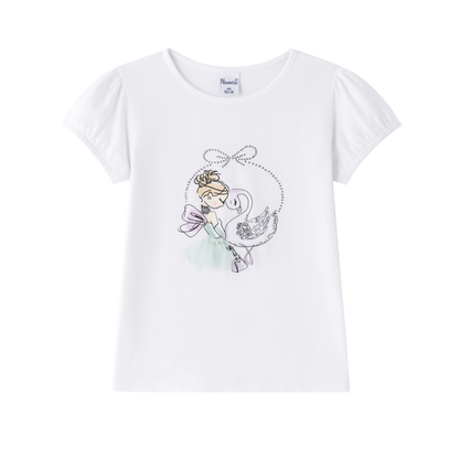 Camiseta niña blanca con glitter - Newness