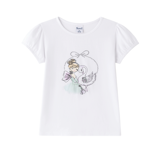 Camiseta niña blanca con glitter - Newness