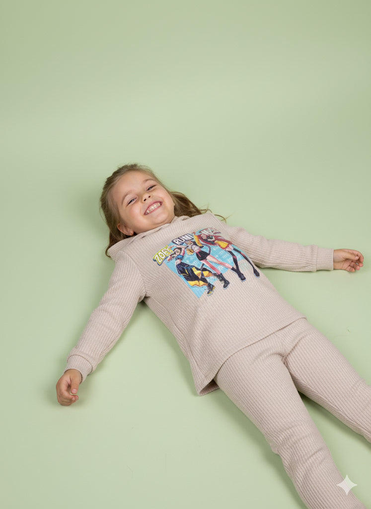 Chandal de niña con leggins K- Pop en beige - Pronta Moda
