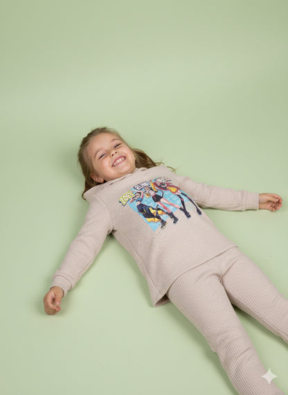 Chandal de niña con leggins K- Pop en beige - Pronta Moda