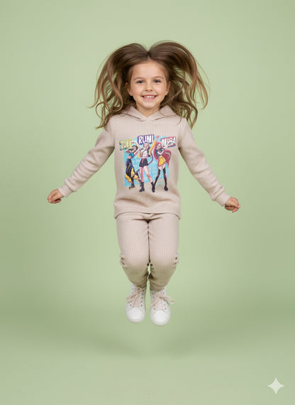 Chandal de niña con leggins K- Pop en beige - Pronta Moda