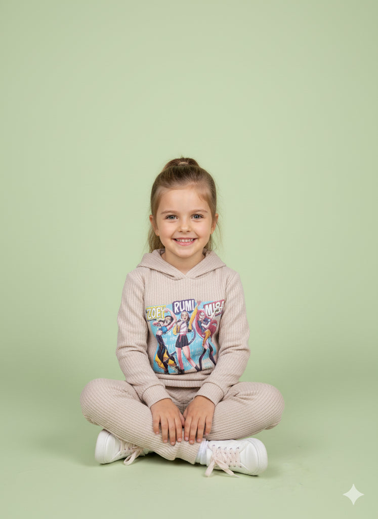 Chandal de niña con leggins K- Pop en beige - Pronta Moda