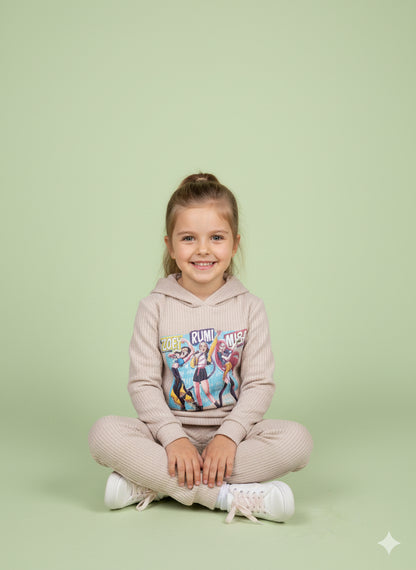 Chandal de niña con leggins K- Pop en beige - Pronta Moda