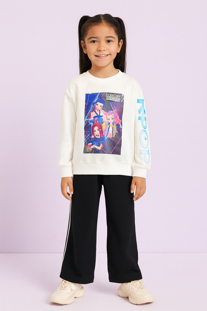 Chandal niña con sudadera beige K- Pop - Pronta Moda