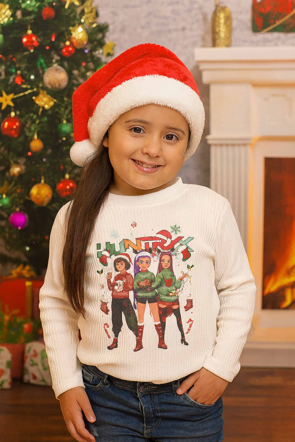 Camiseta navideña K-Pop en blanco - Pronta moda