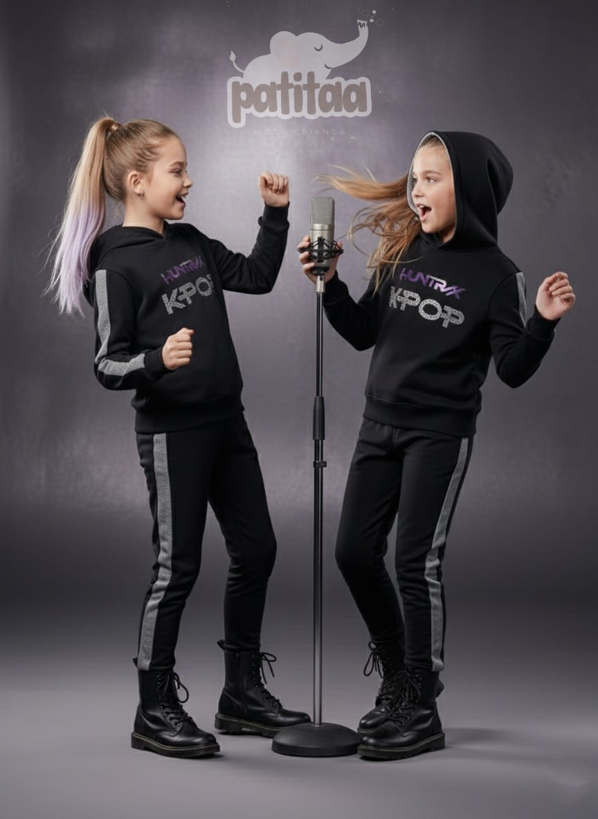 Chándal negro con lentejuelas K- Pop - Pronta Moda