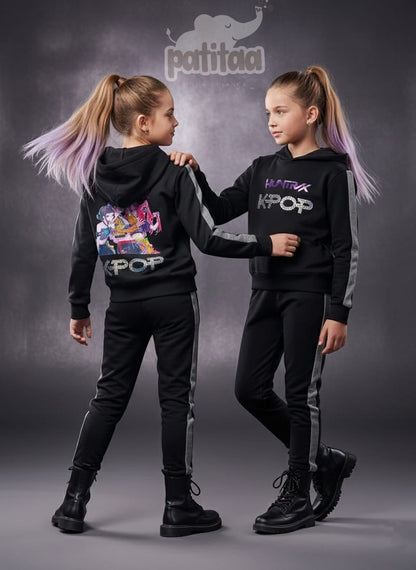 Chándal negro con lentejuelas K- Pop - Pronta Moda