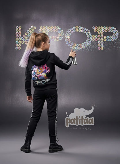 Chándal negro con lentejuelas K- Pop - Pronta Moda