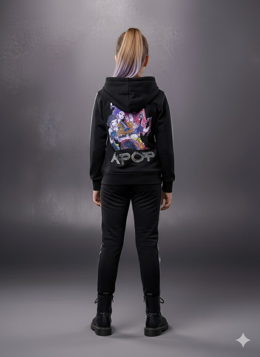 Chándal negro con lentejuelas K- Pop - Pronta Moda