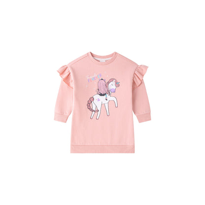 Vestido de niña en rosa con unicornio - Newness invierno 2024