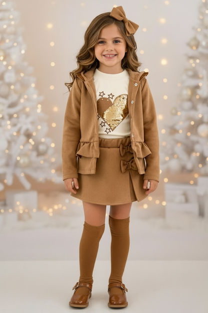 Conjunto antelina de 3 piezas en camel - Patitaa