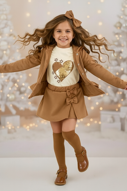 Conjunto antelina de 3 piezas en camel - Patitaa