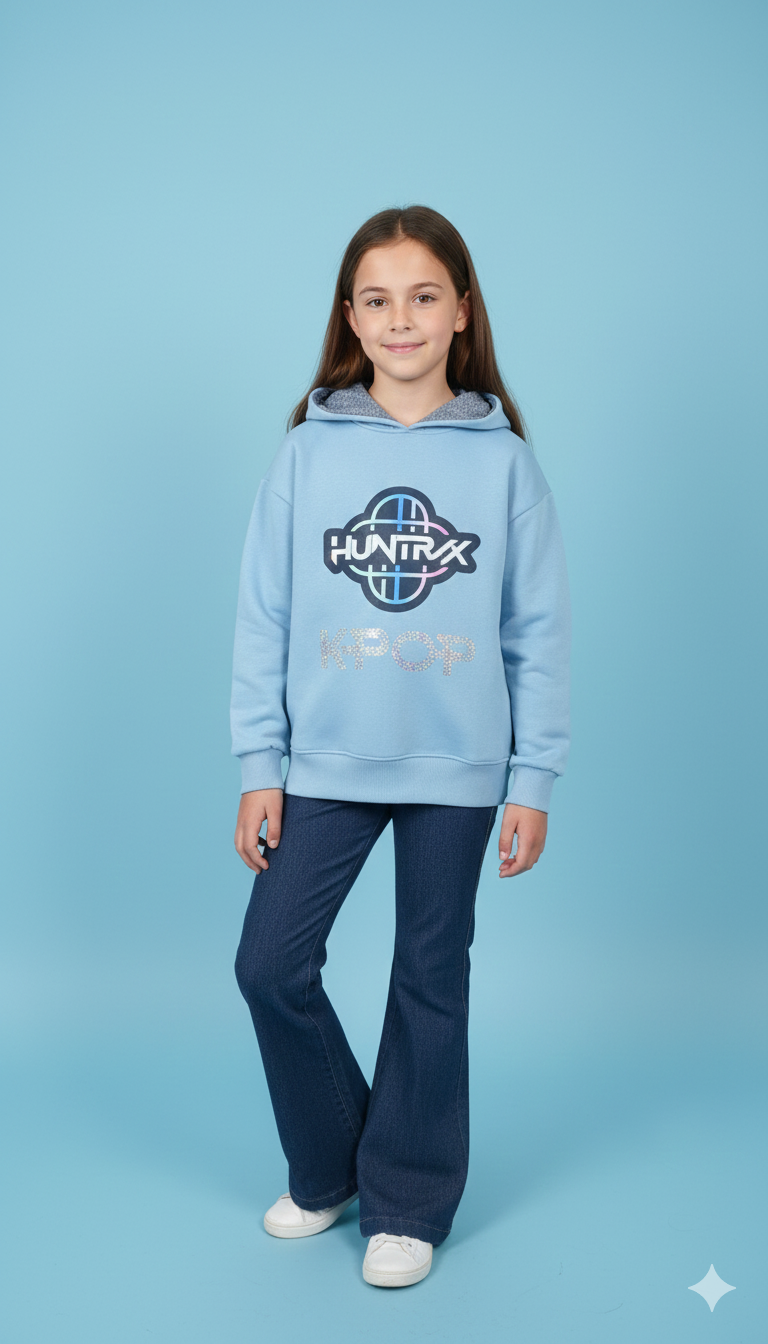 Chándal niña con sudadera azul viejo de  K- Pop - Patitaa
