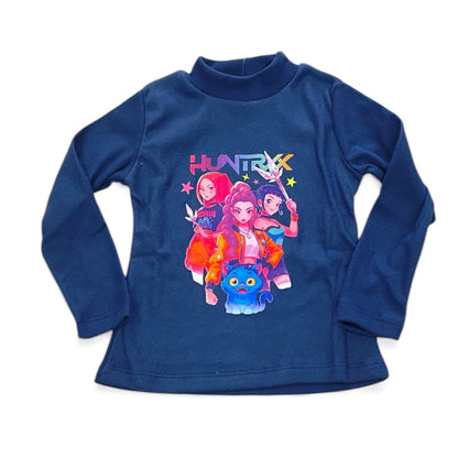 Camiseta polar azul marino de K-Pop - Pronta moda