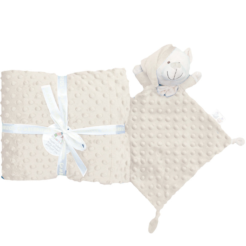 Set regalo en beige, manta y doudou de topos, Gamberritos