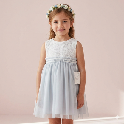 Vestido Ceremonia EDHA de niña en azul - Basmarti 2026