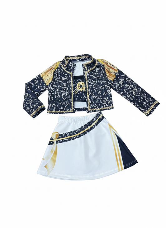 Conjunto 3 piezas con falda blanco K- Pop - Pronta Moda