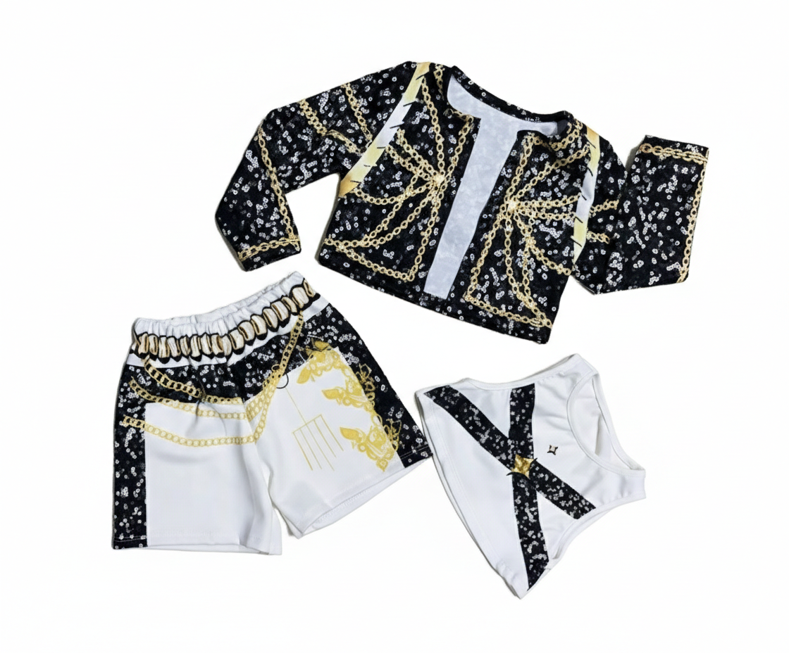 Conjunto 3 piezas con pantalón blanco K- Pop - Pronta Moda