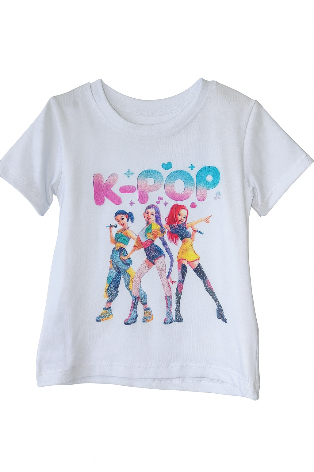 Camiseta blanca de manga corta k-Pop - Pronta moda