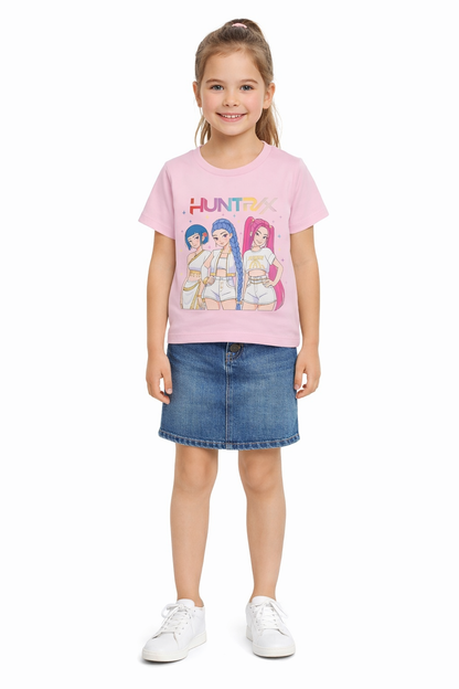 Camiseta rosa de manga corta k-Pop - Pronta moda