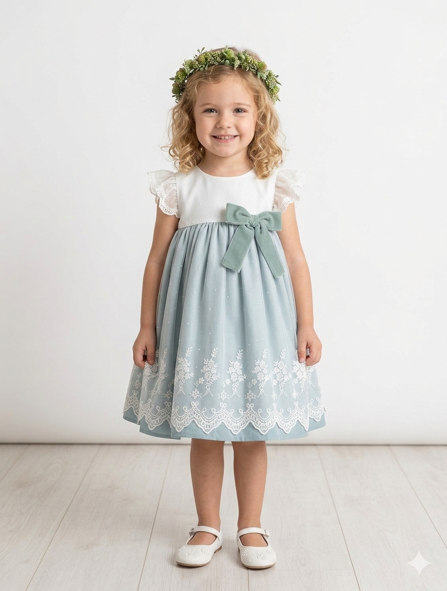 26025 Vestido Ceremonia Romantic verde agua