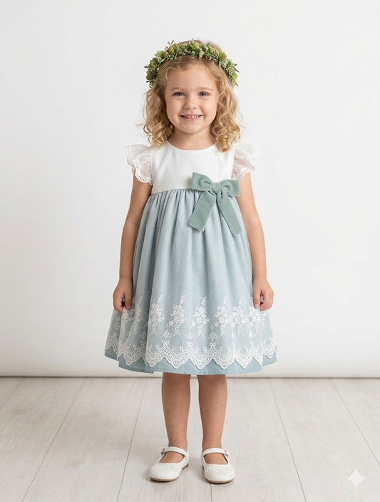 26025 Vestido Ceremonia Romantic verde agua