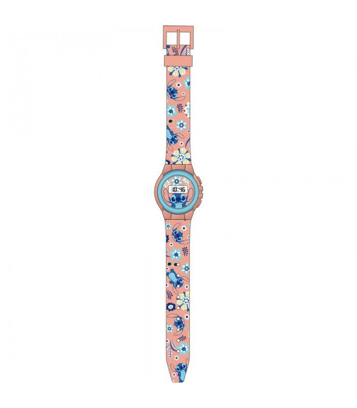 Reloj digital color salmón- Stitch Disney