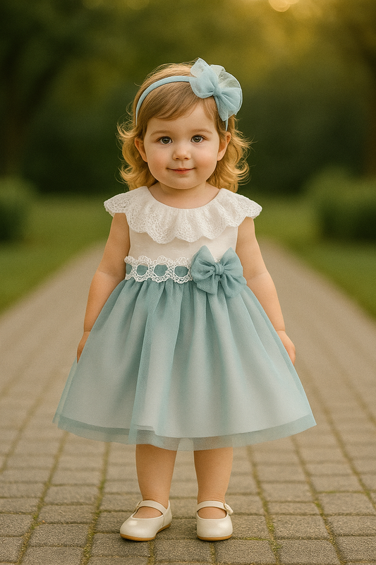 Vestido niña bebé en verde agua  - Basmarti 2025