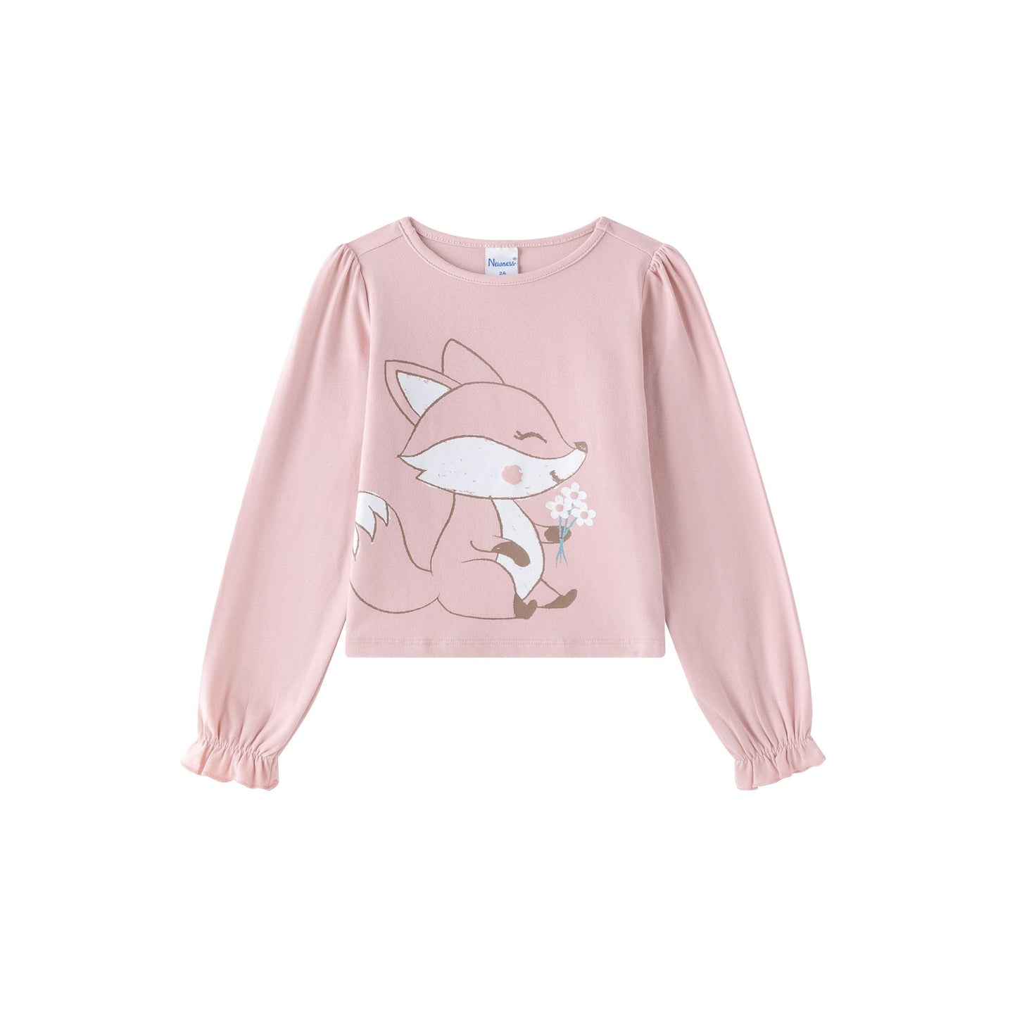 Camiseta niña rosa con zorrito con flores - Newness