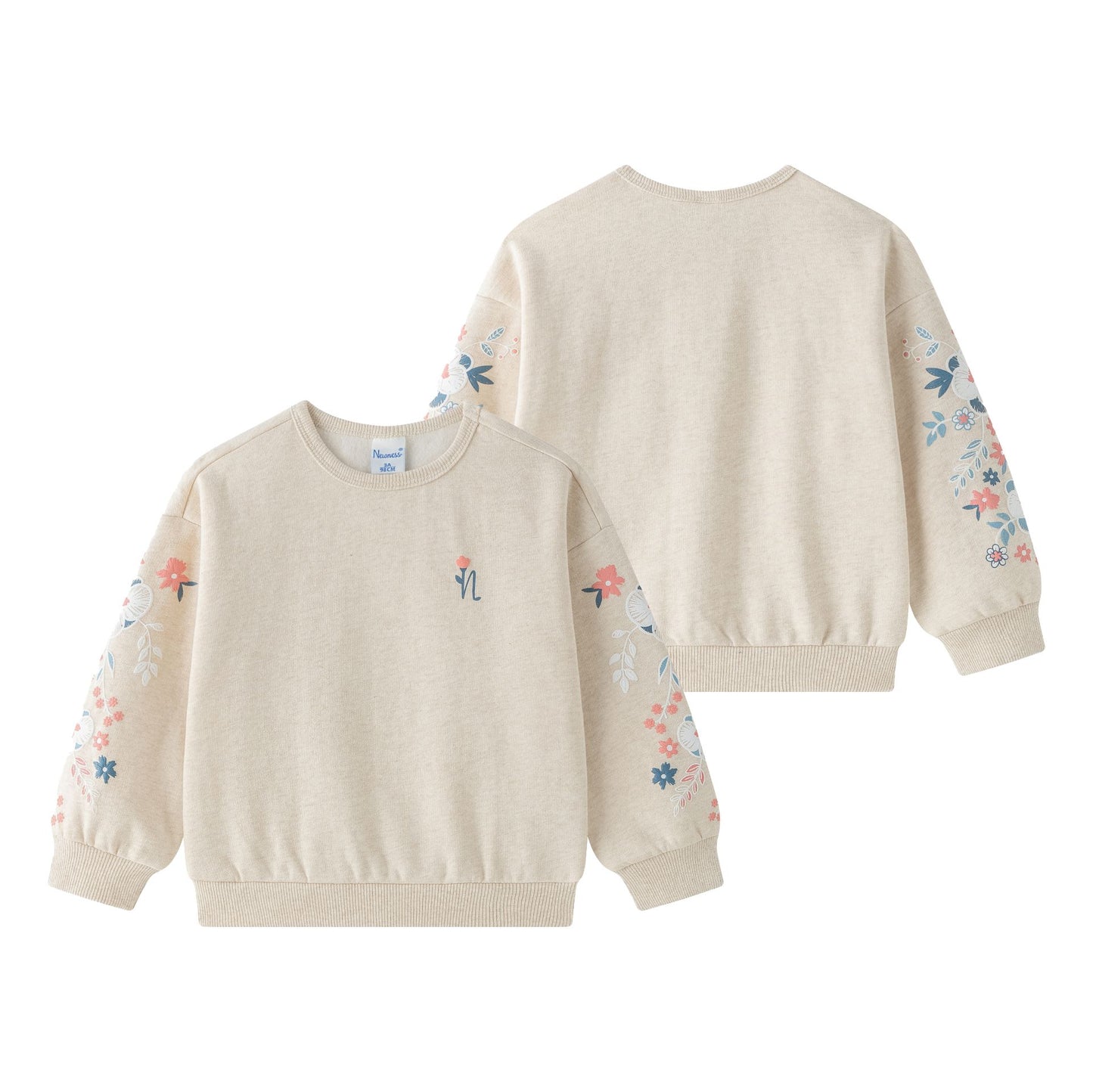 Sudadera niña con flores en manga - Newness invierno